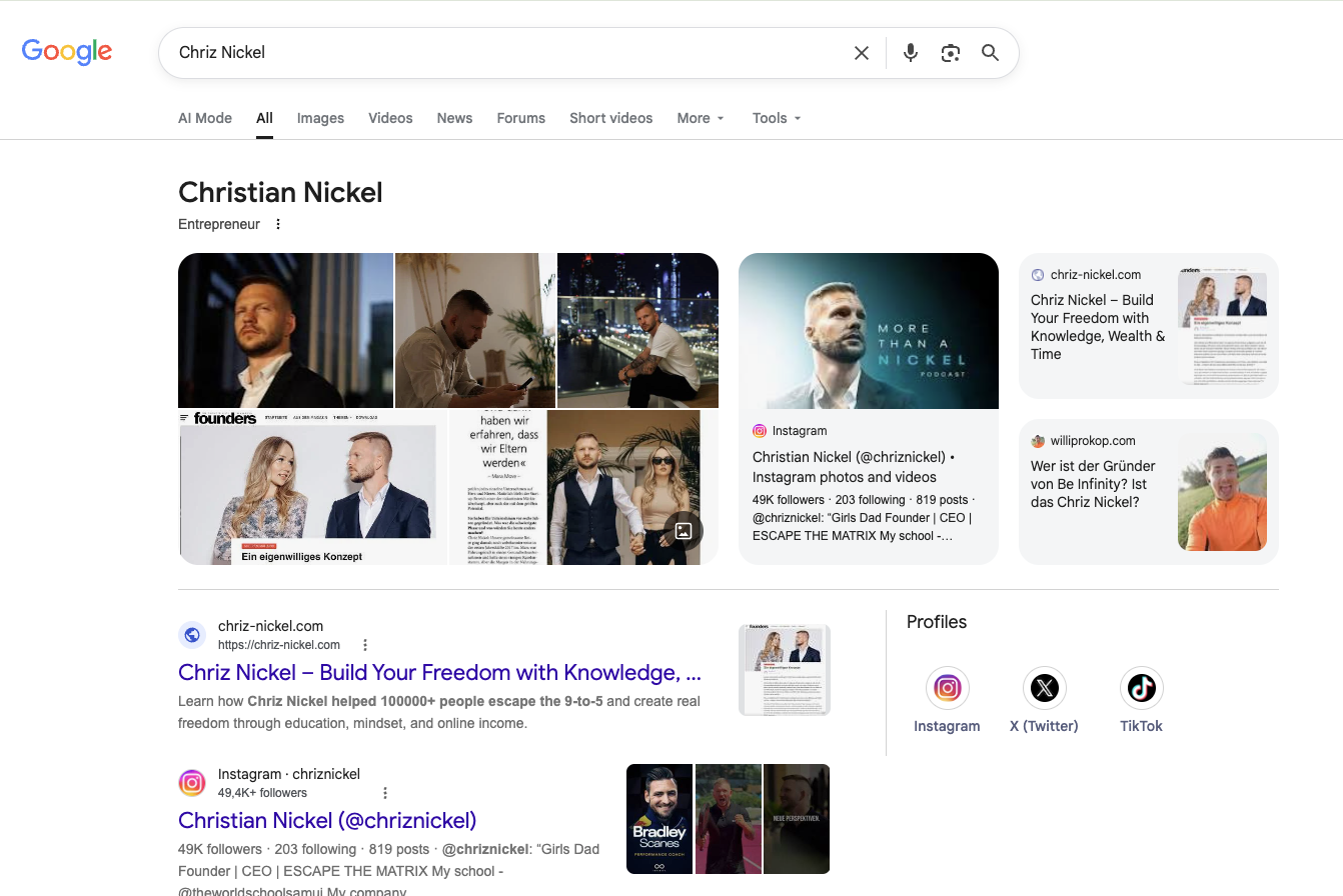 Google Knowledge Panel von Christian Nickel